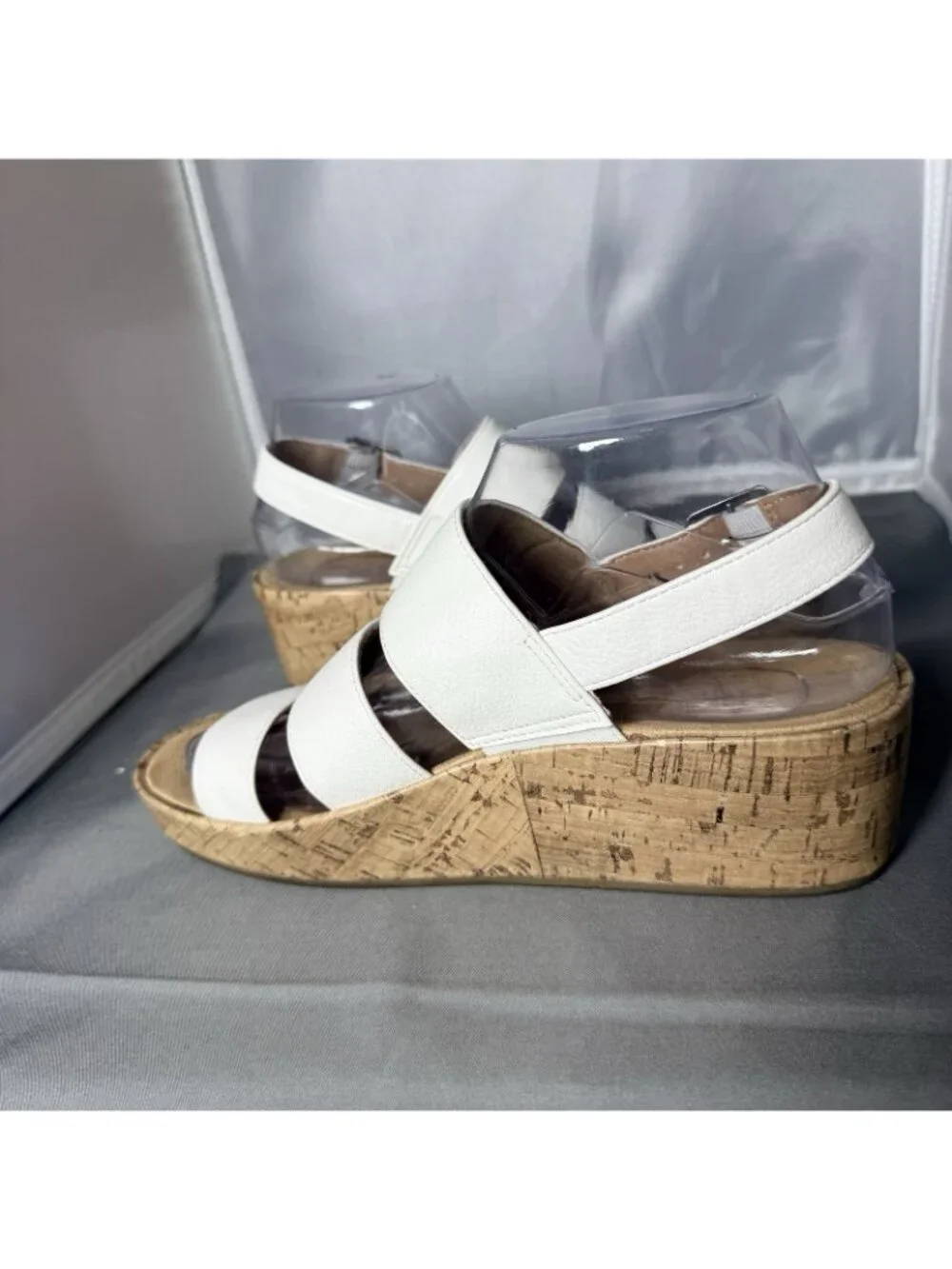 New LifeStride Women's Wynonna Wedge Sandals Cork White Size 7 - Picture 3 of 5